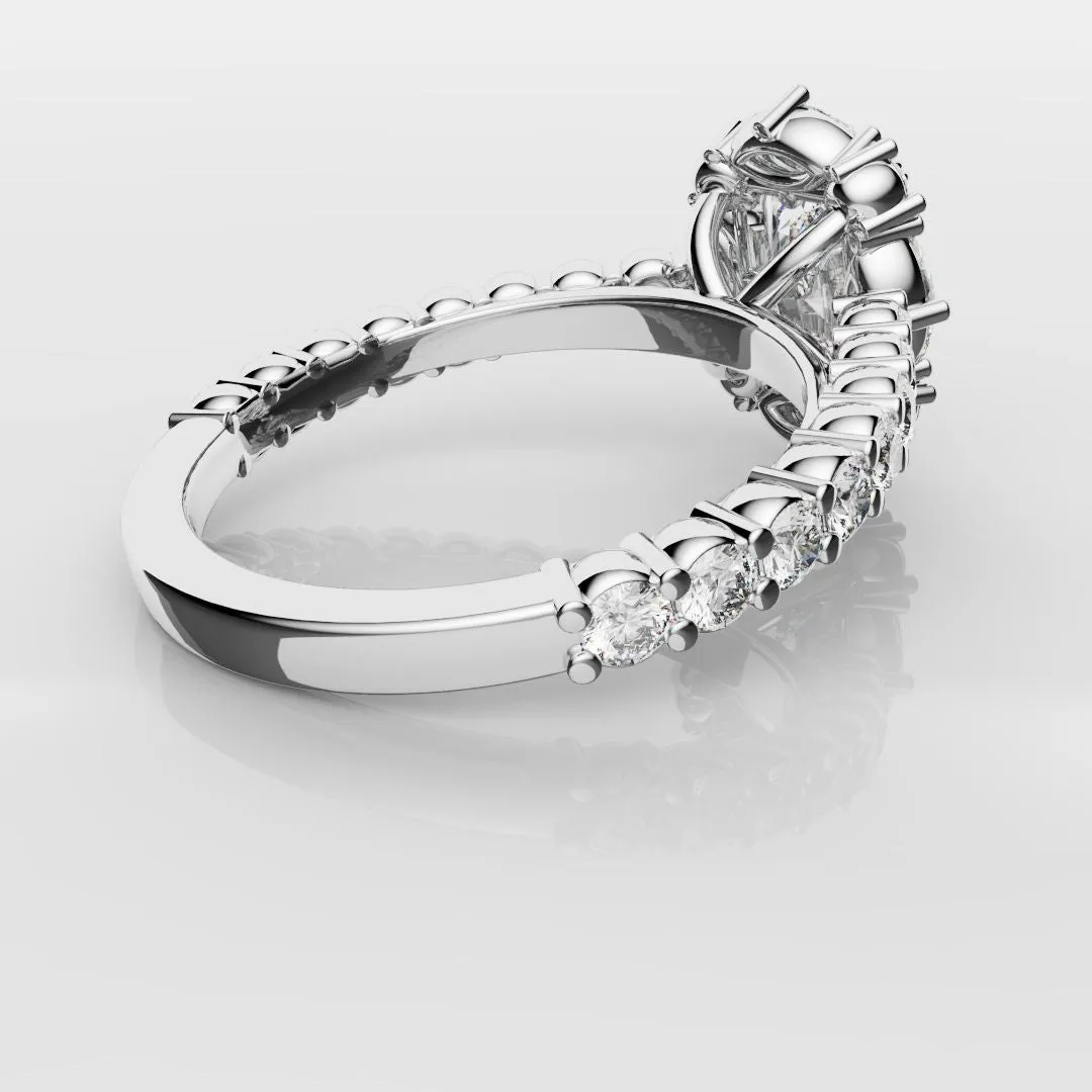 Unique Radiant Cut Diamond Engagement Ring with Marquise Halo