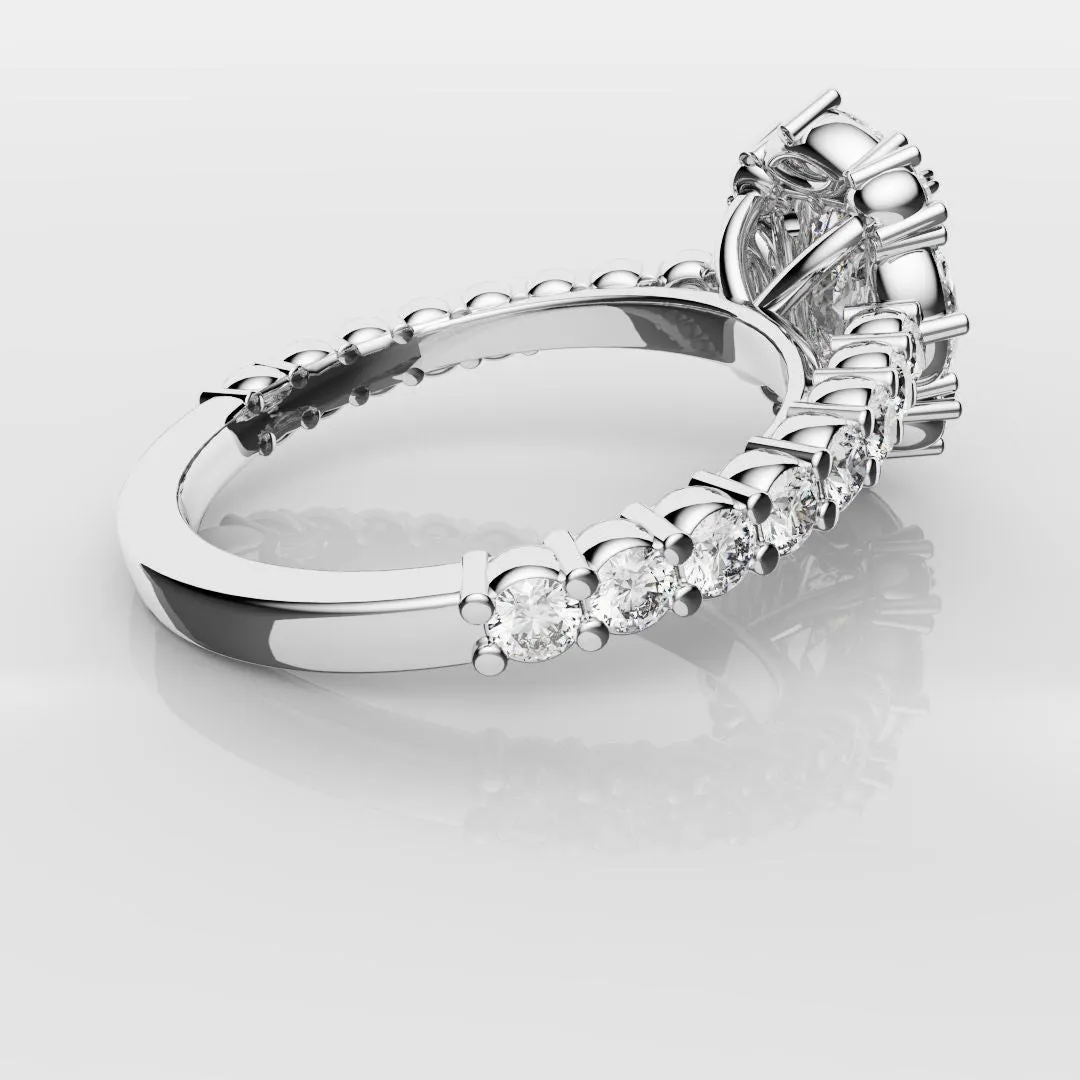 Unique Radiant Cut Diamond Engagement Ring with Marquise Halo