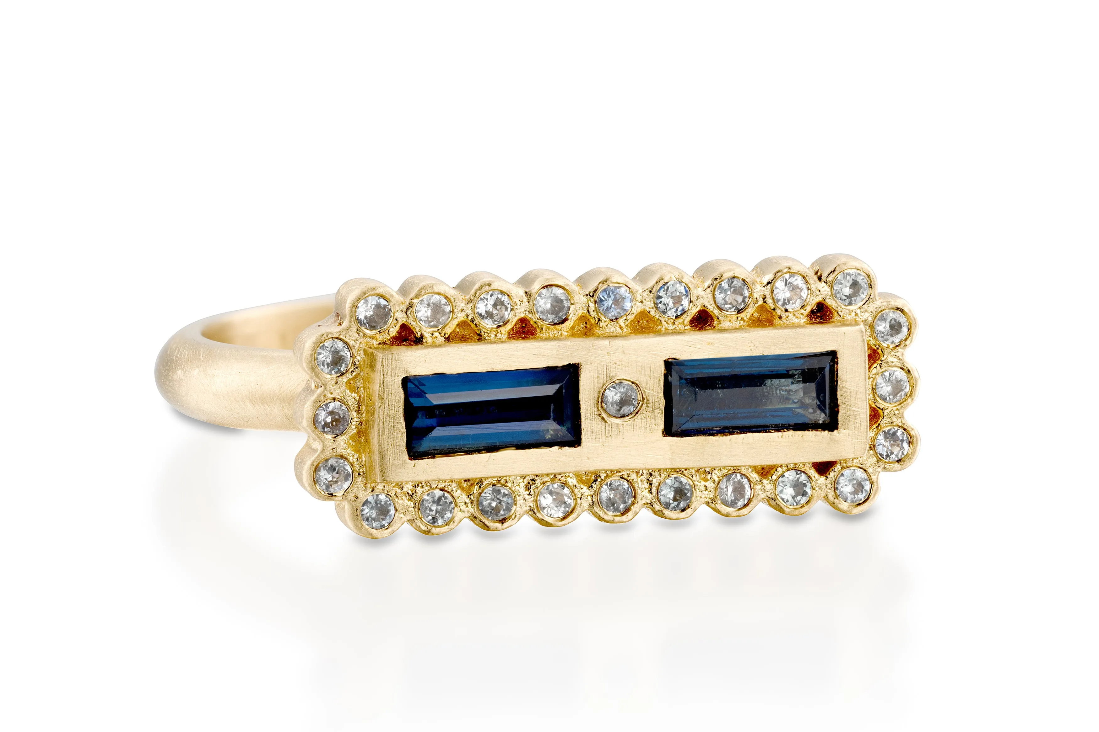 Unique Rectangle Sapphire Engagement Ring