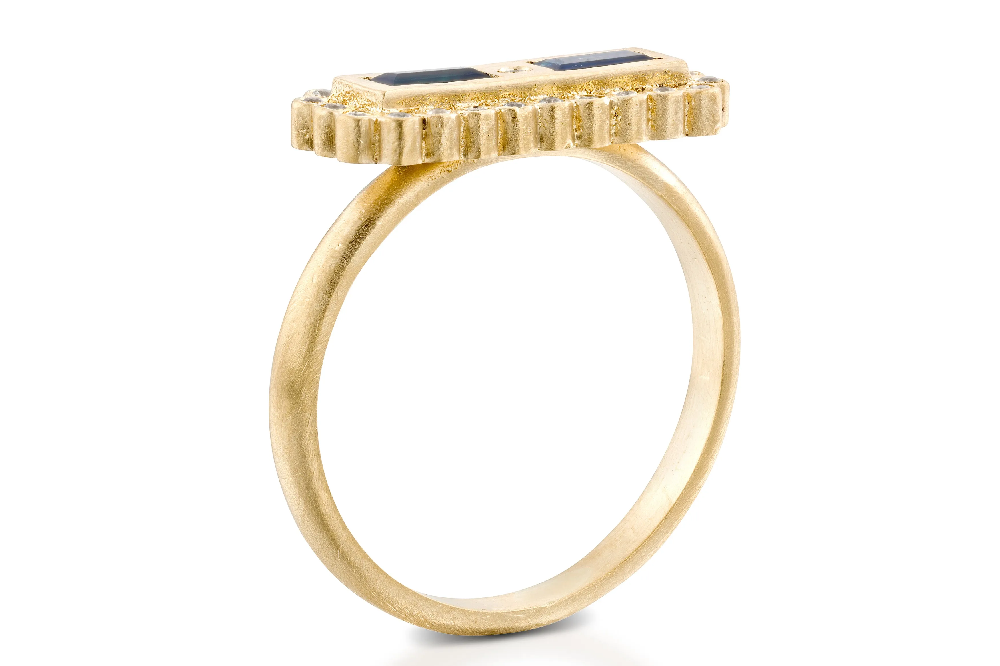 Unique Rectangle Sapphire Engagement Ring