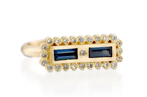 Unique Rectangle Sapphire Engagement Ring