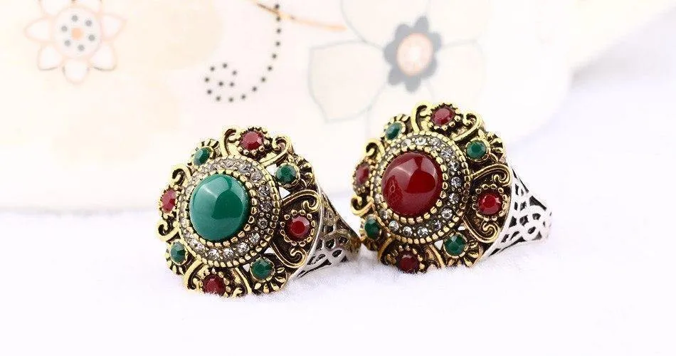 Unique Vintage Wedding Turkey Crystal Jewelry Rhinestone Ring