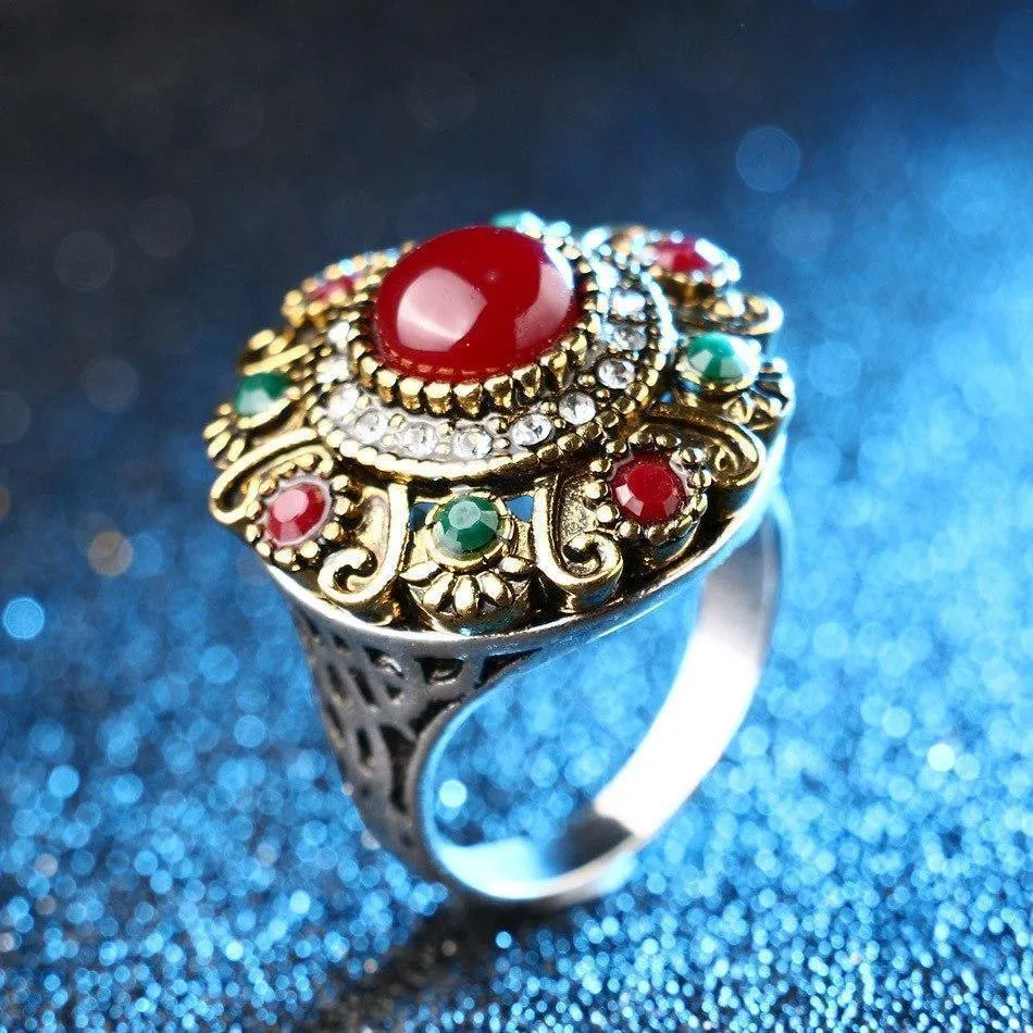 Unique Vintage Wedding Turkey Crystal Jewelry Rhinestone Ring
