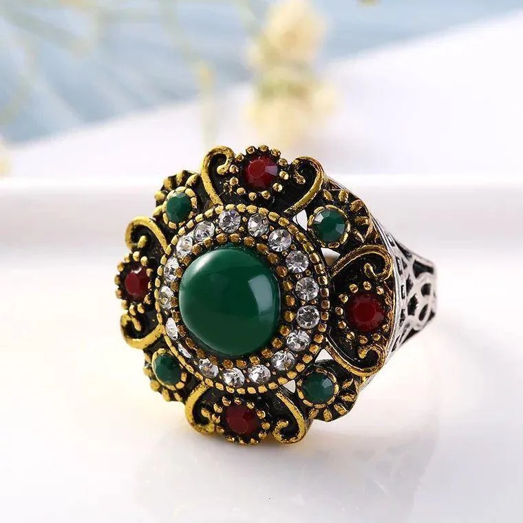 Unique Vintage Wedding Turkey Crystal Jewelry Rhinestone Ring