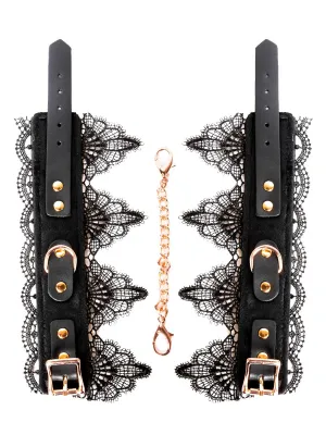 Velvet Handcuffs with Black Lace