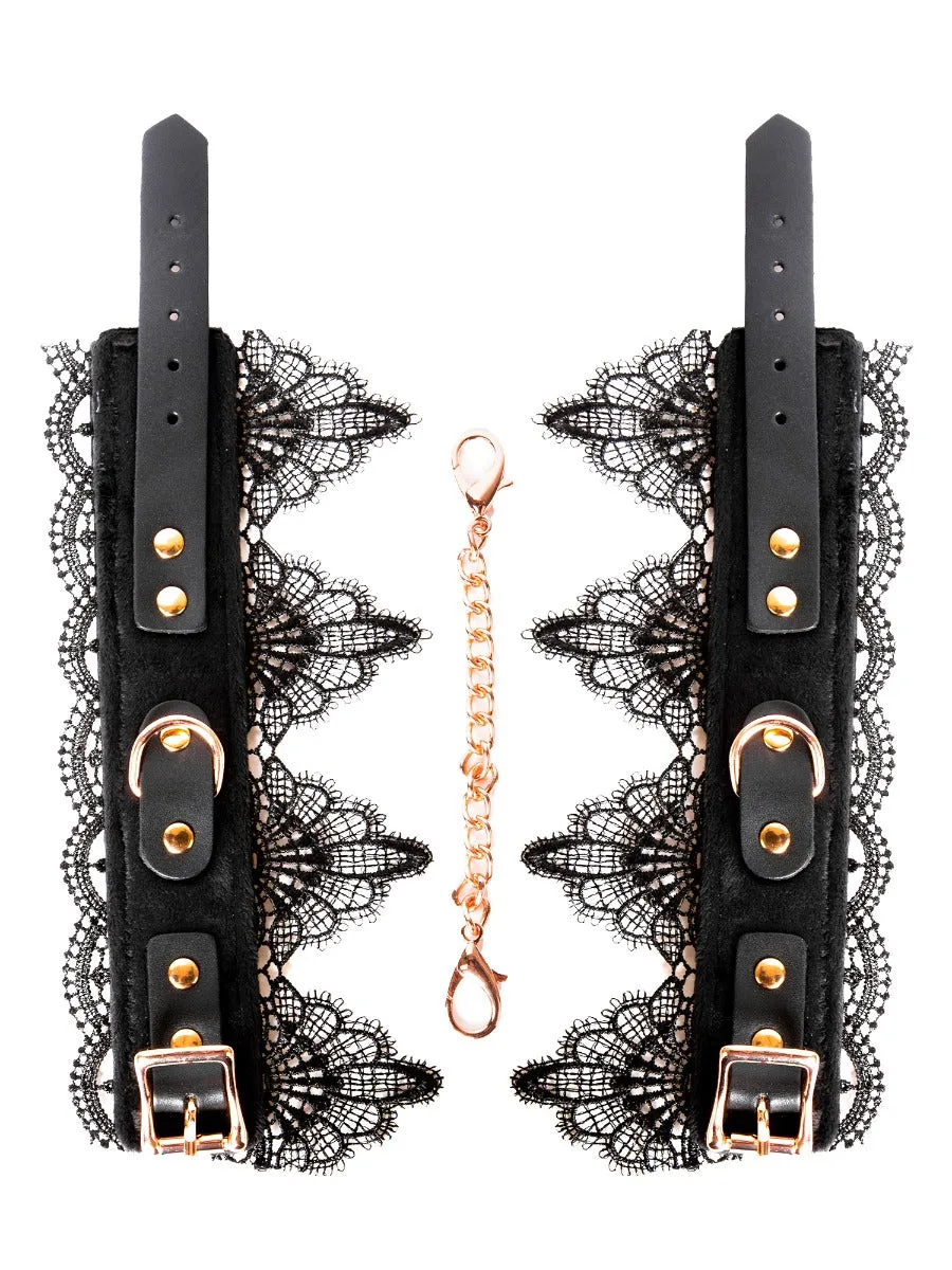 Velvet Handcuffs with Black Lace