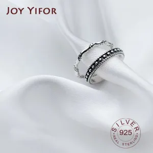 Vintage Minimalist Personality Wave Punk Ring 2020 Genuine 925 Sterling Silver Fine Jewelry For Women Birthday party Gift