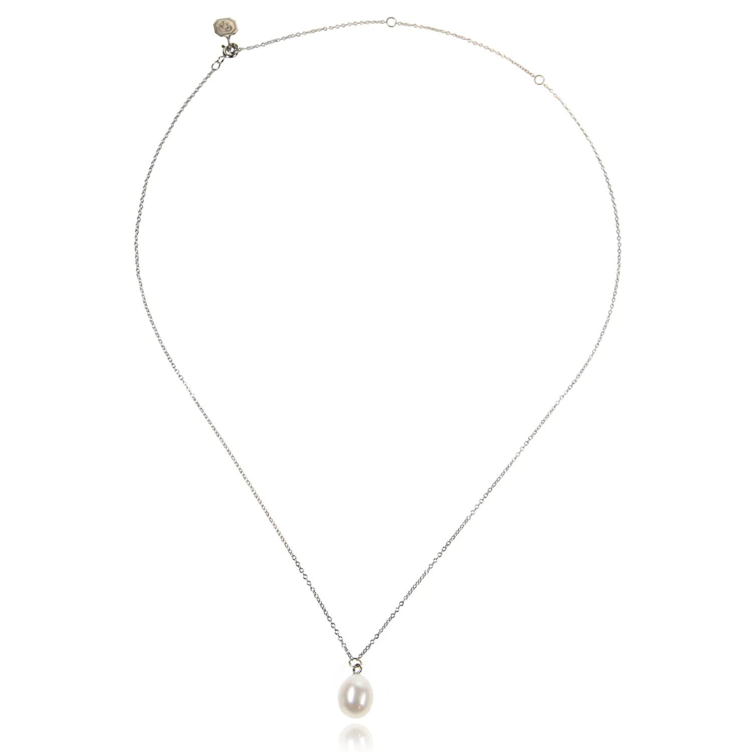 White Freshwater Pearl 'Simple' Silver Pendant