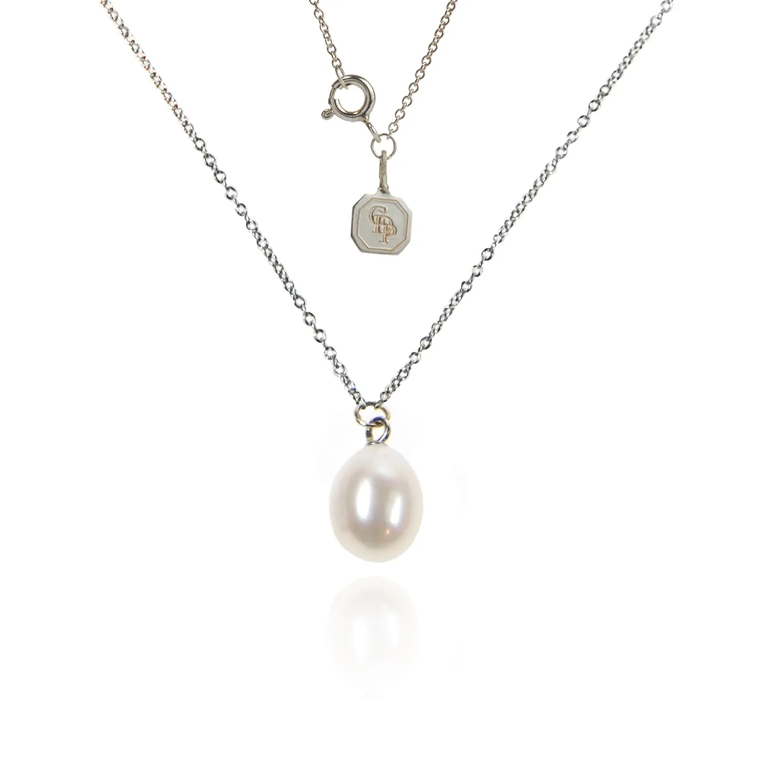 White Freshwater Pearl 'Simple' Silver Pendant