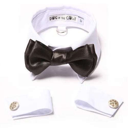 White Shirt Collar   Black Bow Tie   Cuffs