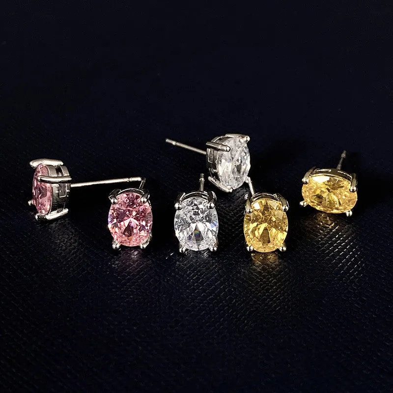 Wholesale Simple Oval Brilliant Zircon Earrings