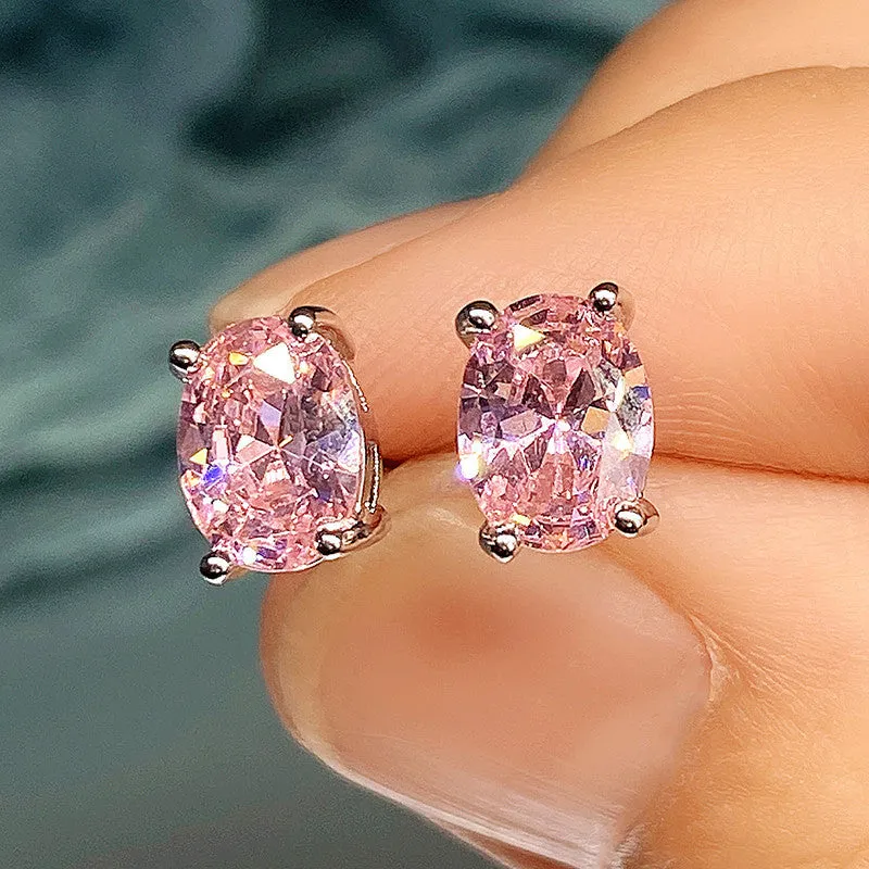 Wholesale Simple Oval Brilliant Zircon Earrings