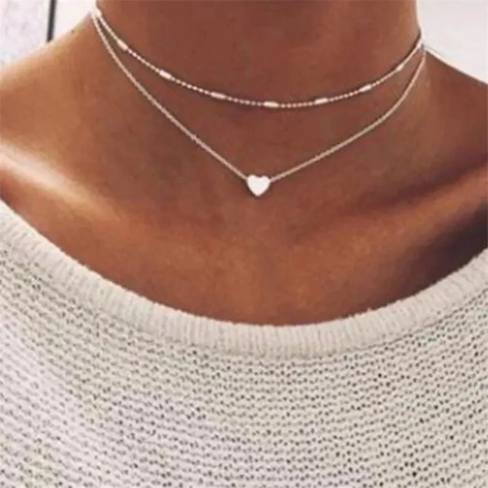 women necklaces heart bohemian pendants popular multilayer necklace ✈️ free.shipping