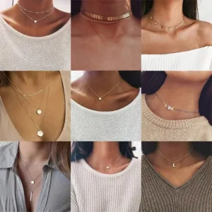 women necklaces heart bohemian pendants popular multilayer necklace ✈️ free.shipping