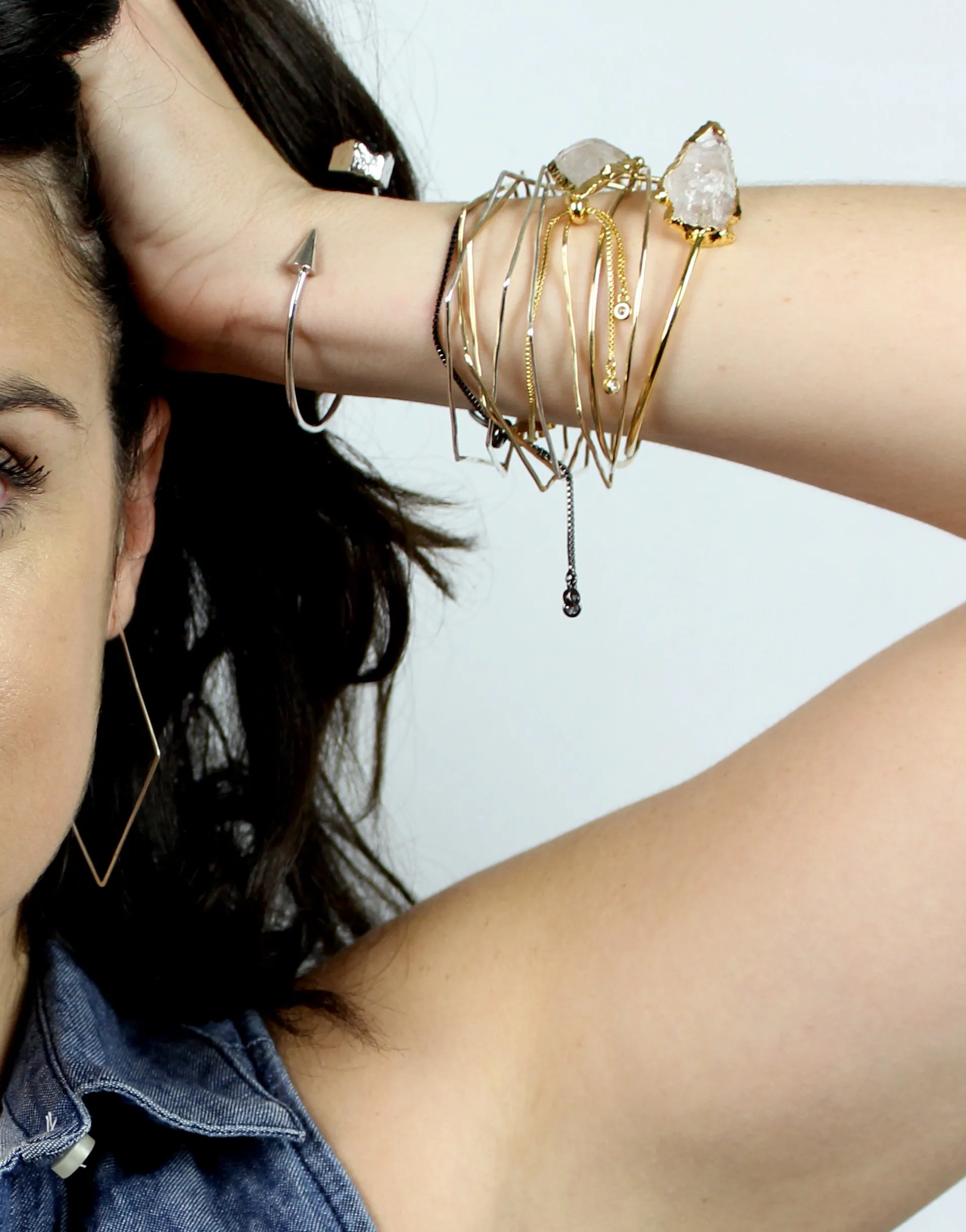 Wonder Often // Hexagon Hammered Bracelet, Gold or Sterling Silver, Modern Bohemian // BH-B001