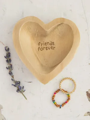 Wooden Heart Trinket Dish Friends Forever