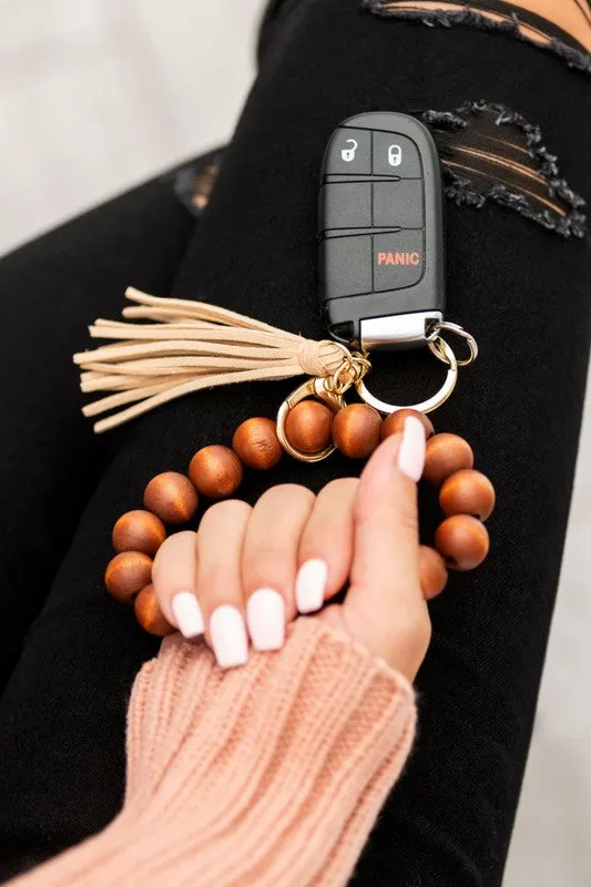 Wooden Key Ring Bracelets/ 3 Colors