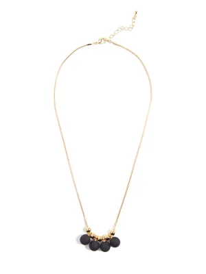 Zenzii Shiny Metal Necklace With Painted Metal Circle