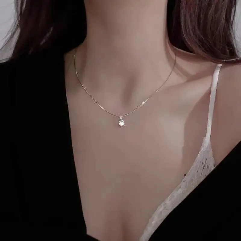 Zirconia Water Drop Pendant Clavicle Chain Necklace